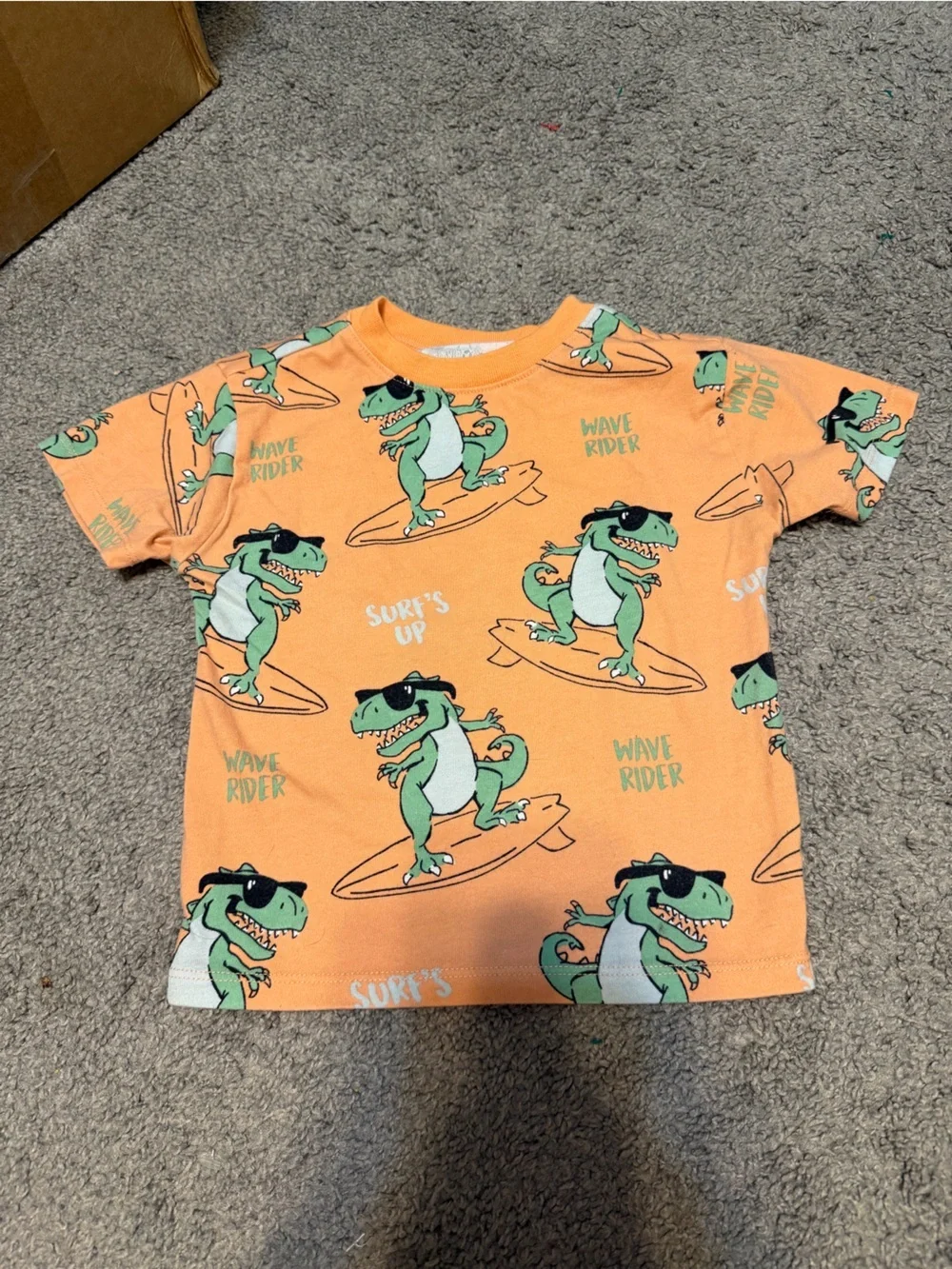 Garanimals Orange T‑Shirt with Green Surfing Dinosaur Print